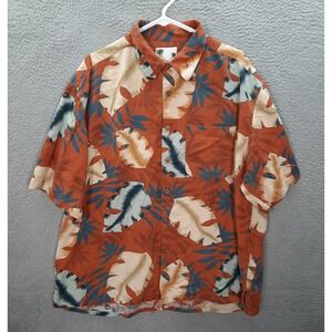 Banana Cabana Shirt Adult 2XL XXL Orange Hawaiian 100% Silk Camp Floral Tropical